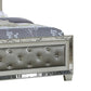 Reva King Bed Mirror Inlaid Button Tufted Gray Faux Leather Upholstery By Casagear Home BM301383