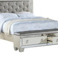 Reva King Bed Storage Footboard Silver Faux Leather Tufted Upholstery By Casagear Home BM301386