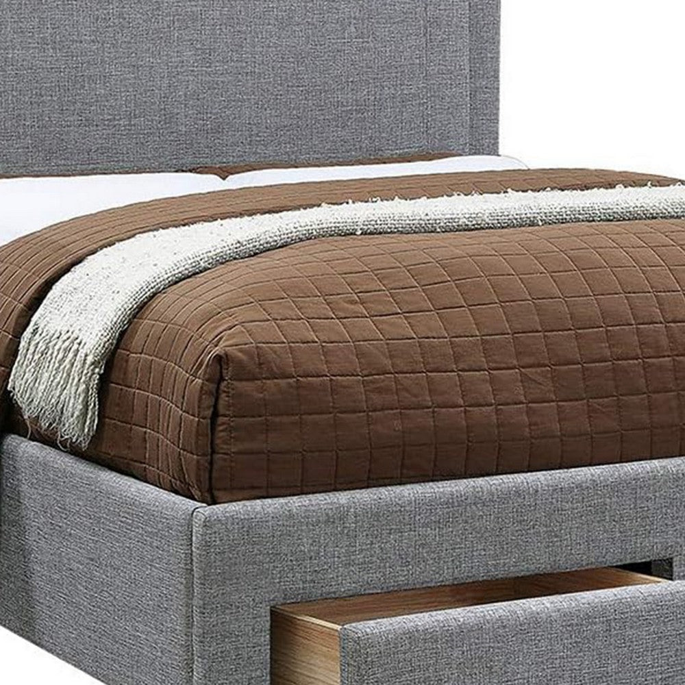 Bovi California King Bed 2 Storage Drawers Fully Upholstered Stone Gray By Casagear Home BM301391