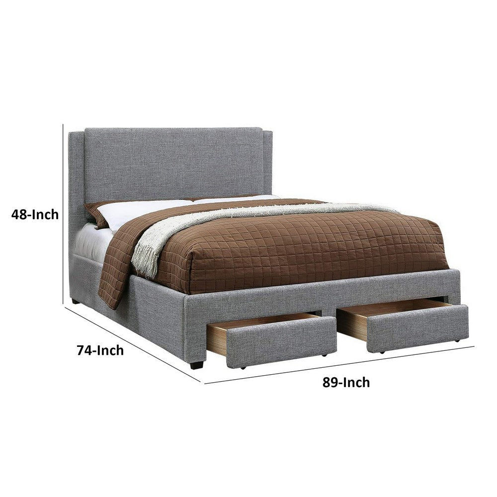 Bovi California King Bed 2 Storage Drawers Fully Upholstered Stone Gray By Casagear Home BM301391