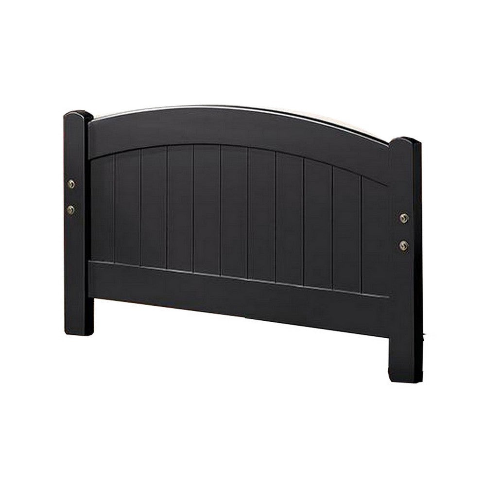 Shov Twin Size Trundle Bed Arched Headboard Vertical Accents Black Wood By Casagear Home BM301415