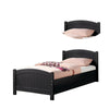 Shov Twin Size Trundle Bed Arched Headboard Vertical Accents Black Wood By Casagear Home BM301415