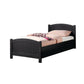 Shov Twin Size Trundle Bed, Arched Headboard, Vertical Accents, Black Wood By Casagear Home