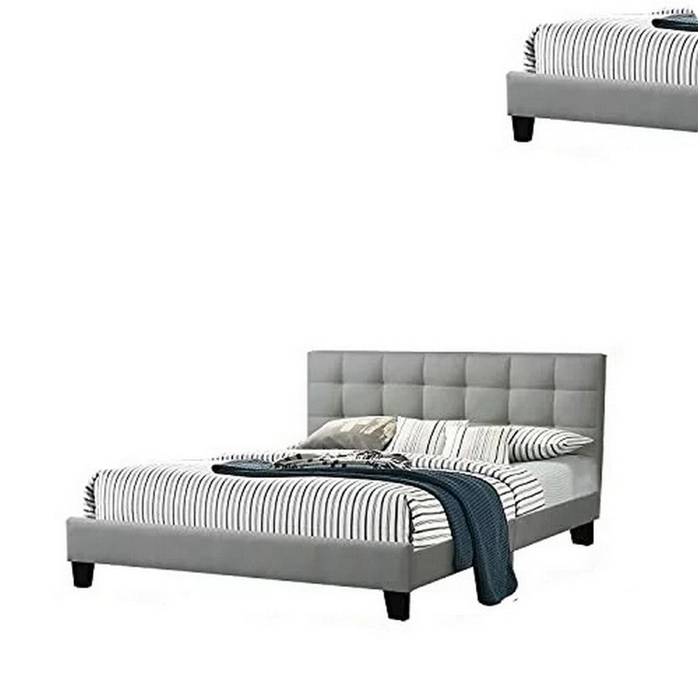 Dex Modern Platform California King Bed Tufted Upholstery Light Gray By Casagear Home BM301429