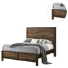 Roki Platform Queen Size Bed with Panel Design Rustic Dark Brown Finish By Casagear Home BM301446