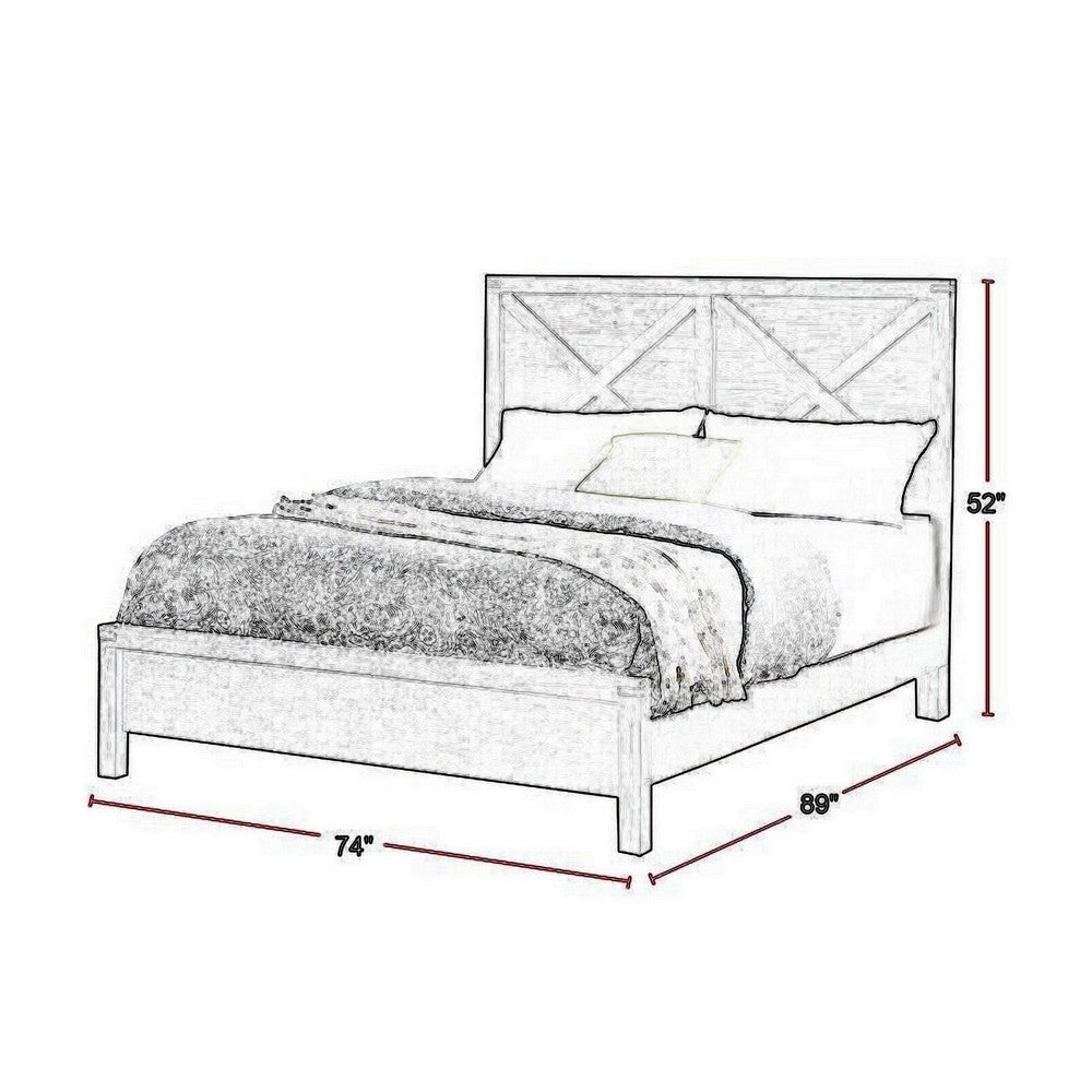 Yale Platform California King Bed Walnut Brown Crossed Accent Panel Design By Casagear Home BM301447