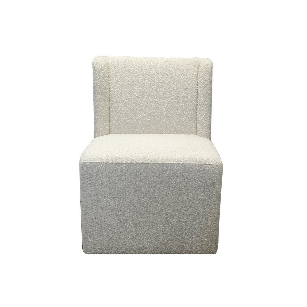 24’’ Swivel Dining Chairs Set of 2 Wingback White Boucle By Casagear Home BM301515