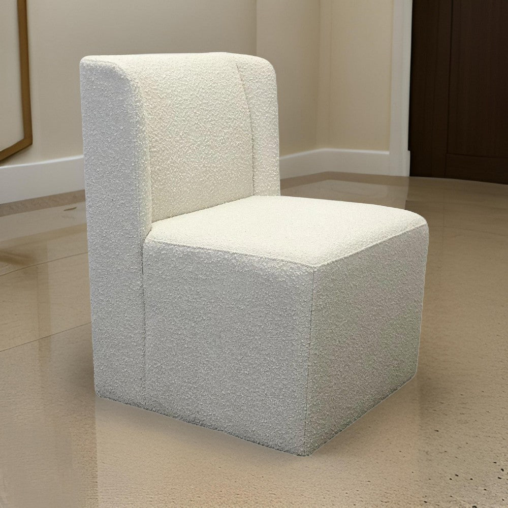 24" Swivel Dining Chairs, Set of 2, Wingback, White Boucle By Casagear Home