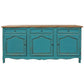 74 Inch Sideboard Buffet Cabinet, 3 Doors and Drawers, Painted Teal Finish By Casagear Home