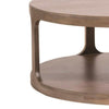 46 Inch Round Pillar Coffee Table with Shelf Rough Hewn Distressed Brown By Casagear Home BM301542