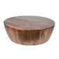 40 Inch Mango Wood Conversation Coffee Table, Smooth Drum Shape, Rich Brown By Casagear Home