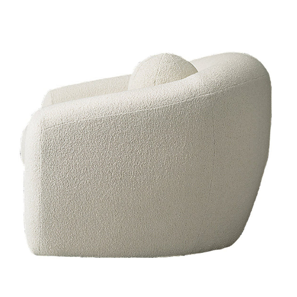 45 Inch Swivel Accent Chair Double Layer Seat Curved Back White Fabric By Casagear Home BM301550