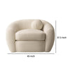 45 Inch Swivel Accent Chair Double Layer Seat Curved Back White Fabric By Casagear Home BM301550