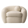 45 Inch Swivel Accent Chair, Double Layer Seat, Curved Back, White Fabric By Casagear Home