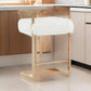 26" Counter Stool, Gold Metal Frame, White Faux Fur Seating By Casagear Home