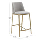 Cid Era 26’’ Counter Height Stool Gray Fabric Brass Legs By Casagear Home BM301734