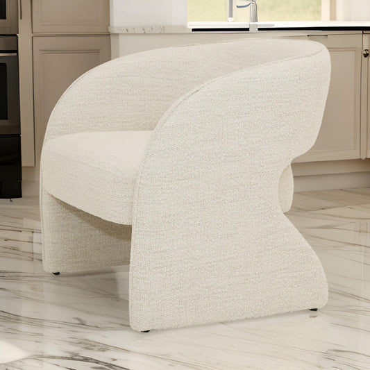 31’’ Accent Chair Cream Fabric Curved Back Plush SeatBy Casagear Home BM301746