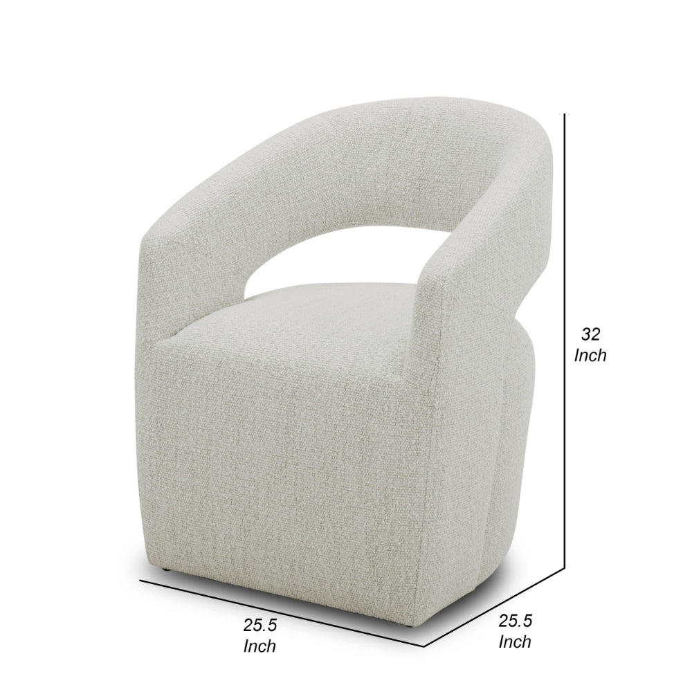 26’ Accent Armchair Textured Cream Fabric Cutout Backrest By Casagear Home BM301747