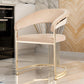 24" Dining Chair, Beige Velvet Seat, Gold Cantilever Windsor By Casagear Home