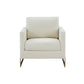 31 Inch Accent Armchair Cream White Textured Fabric Gold Cantilever Frame By Casagear Home BM301796