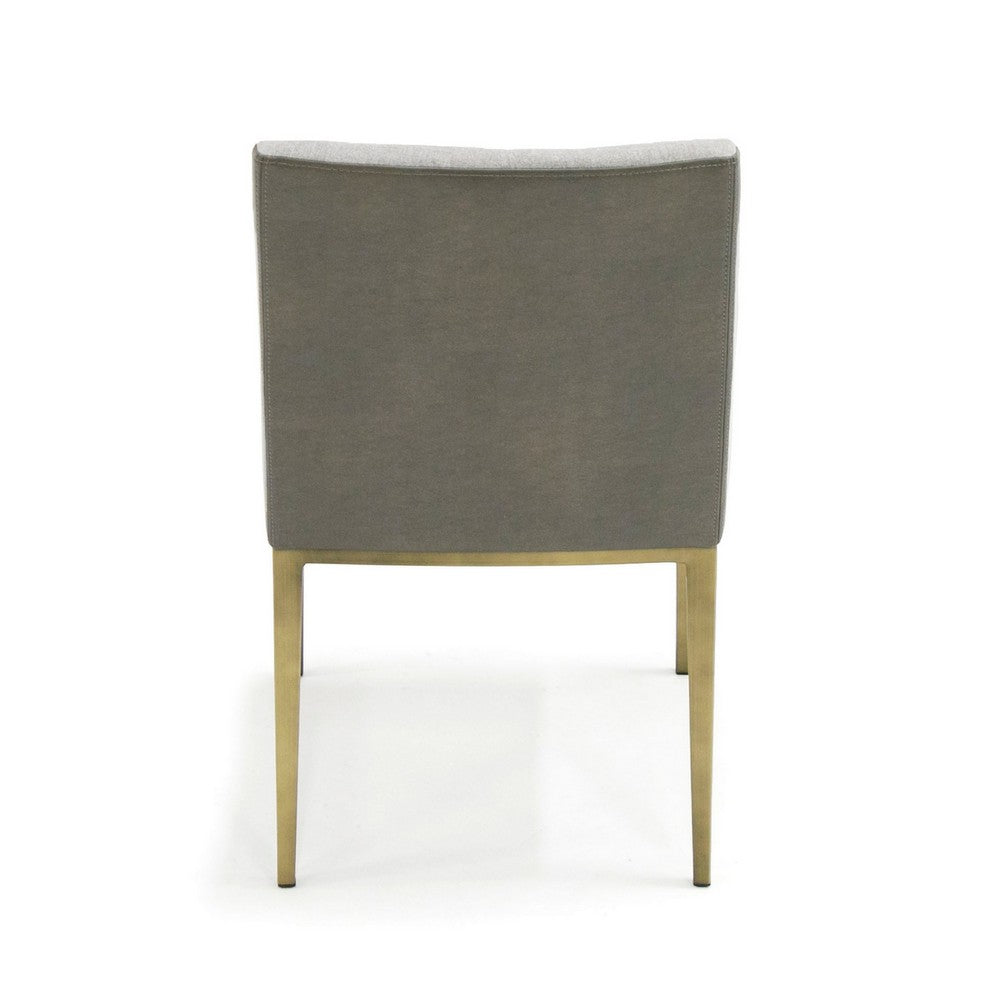 Cid Shyla 21 Inch Dining Chair Gray Vegan Leather Brass By Casagear Home BM301814