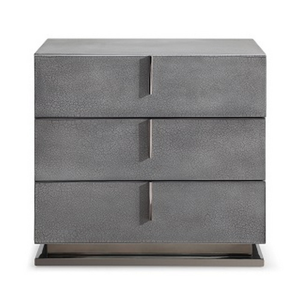 Cid Jely 24’ Nightstand 3 Drawers Crackled Lacquer Gray By Casagear Home BM301818