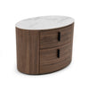 Cid Anay 27’ Nightstand Oval Faux White Marble Walnut By Casagear Home BM301838