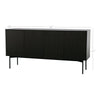 Cid Heli 63 Inch Sideboard Buffet Cabinet 4 Slatted Doors Metal Legs By Casagear Home BM301864