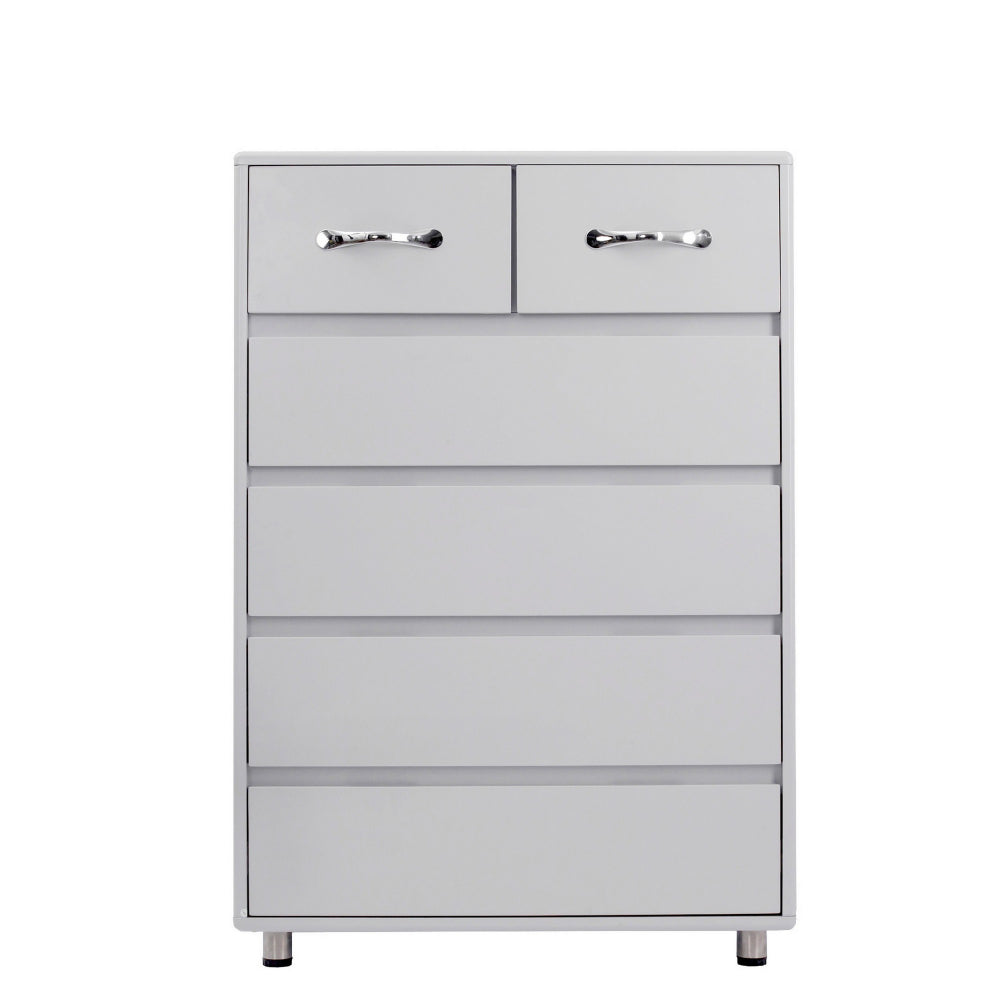 Jen 41’ Tall Dresser 6 Drawers Inset Handles Glossy Gray By Casagear Home BM301998