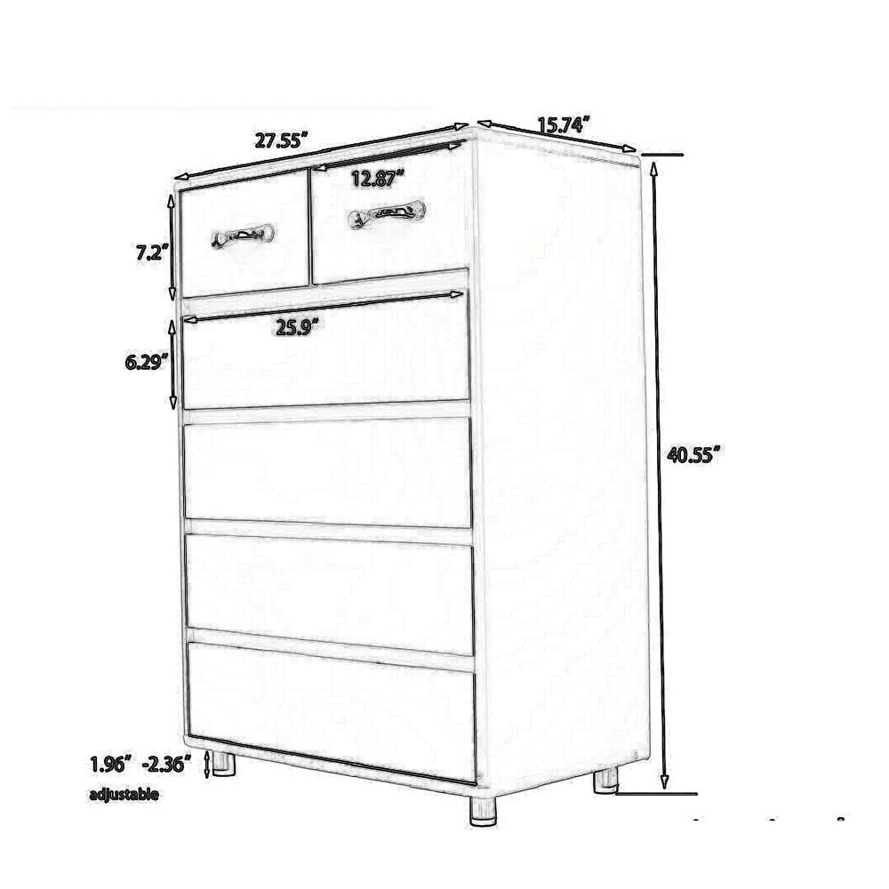 Jen 41’ Tall Dresser 6 Drawers Inset Handles Glossy Gray By Casagear Home BM301998