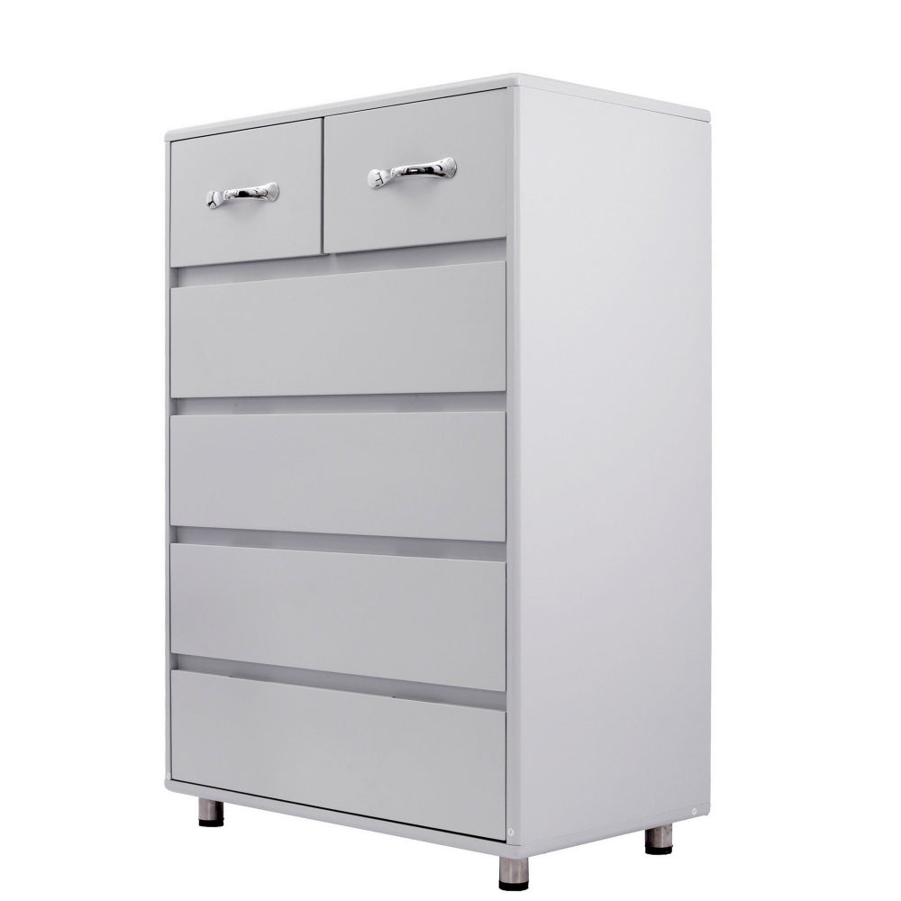 Jen 41’ Tall Dresser 6 Drawers Inset Handles Glossy Gray By Casagear Home BM301998