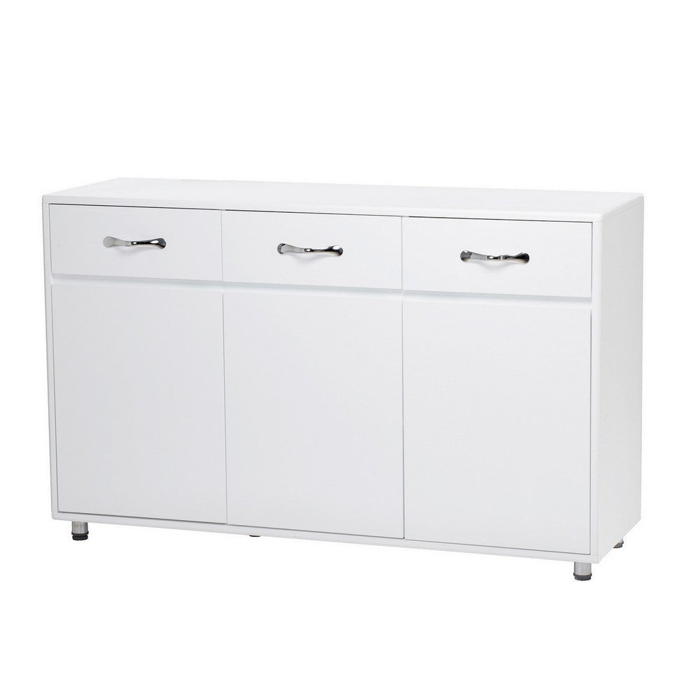 Jen 52 Inch Sideboard Buffet Console, 3 Drawers, 3 Cabinet Doors, White By Casagear Home