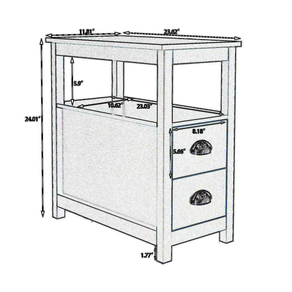 24’ Wood Nightstand 2 Drawers 1 Shelf Cup Handles Brown By Casagear Home BM302001