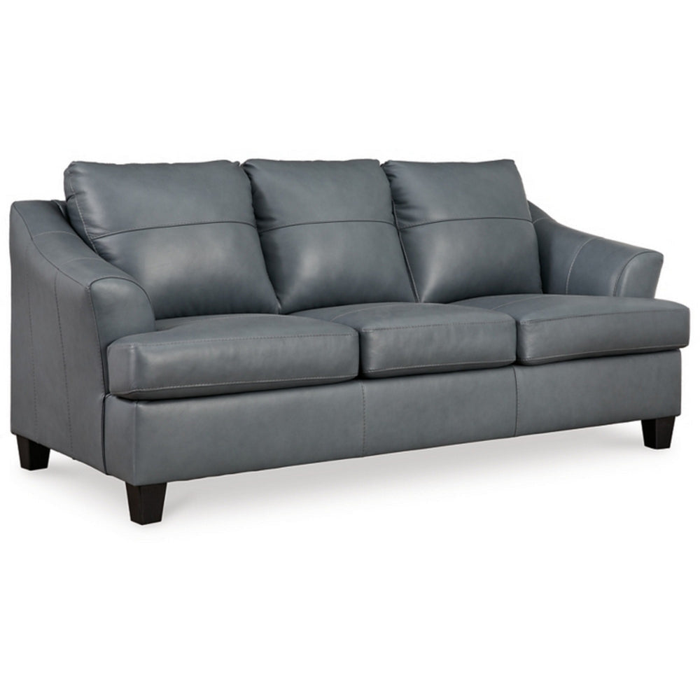 88 Inch Modern Plush Sofa, Loose Pillow Back, Charcoal Gray Leather By Casagear Home