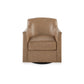 32 Inch Plush Swivel Accent Chair with Shelter Style Armrests Faux Leather By Casagear Home BM302046