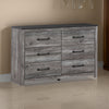 59 Inch Wide Dresser with 6 Drawers Metal Bar Handles Distressed Gray By Casagear Home BM302081