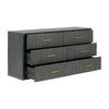 Cid Lime 63 Inch Wide Dresser Chest 6 Gliding Drawers Reeded Lines Gray By Casagear Home BM302107