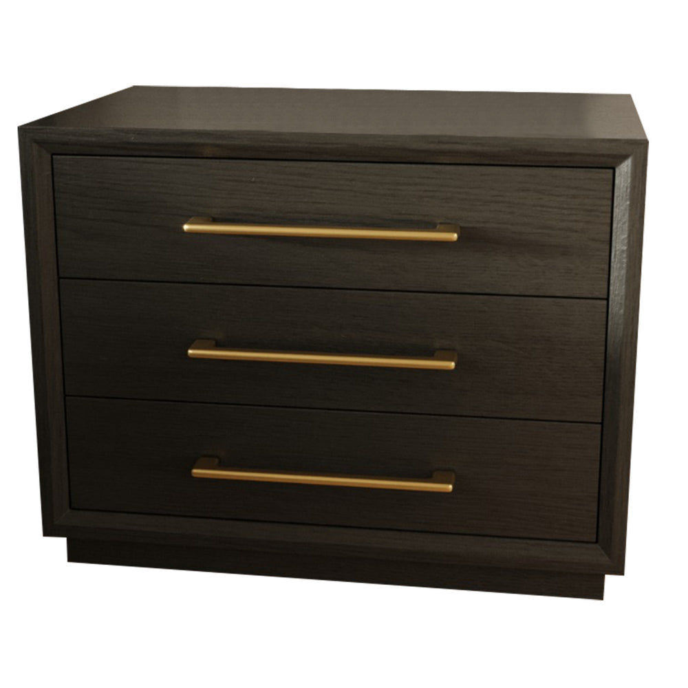 Cid Mizo 32 Inch Nightstand 3 Drawers Gray Solid Wood Sturdy Plinth Base By Casagear Home BM302122