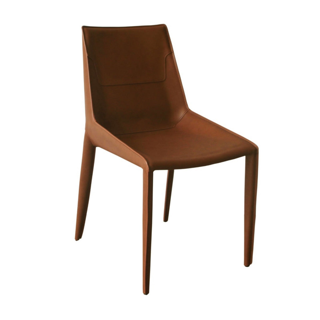 Cid Paz 19 Inch Dining Chair Set of 2 Brown Saddle Leather Tapered Legs By Casagear Home BM302124