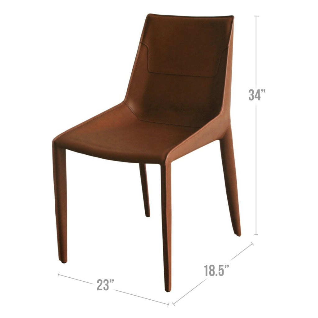 Cid Paz 19 Inch Dining Chair Set of 2 Brown Saddle Leather Tapered Legs By Casagear Home BM302124