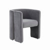 Cid 24 Inch Accent Chair Soft Gray Velvet Curved Backrest Panel Base By Casagear Home BM302133