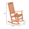 33 Inch Outdoor Rocking Chair Natural Brown Wood Slatted Wide Armrests By Casagear Home BM302155