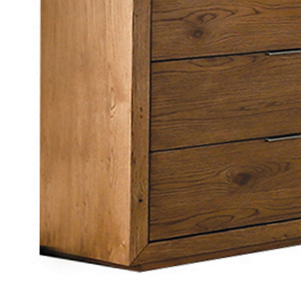 Lier 64 Inch Dresser Walnut Brown Wood 7 Drawers Integrated Handles By Casagear Home BM302176