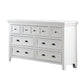 Cile 56 Inch Dresser 7 Gliding Drawers White Wood Round Nickel Handles By Casagear Home BM302179