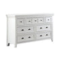 Cile 56 Inch Dresser, 7 Gliding Drawers, White Wood, Round Nickel Handles By Casagear Home