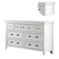 Cile 56 Inch Dresser 7 Gliding Drawers White Wood Round Nickel Handles By Casagear Home BM302179