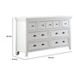 Cile 56 Inch Dresser 7 Gliding Drawers White Wood Round Nickel Handles By Casagear Home BM302179