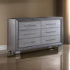 Reno 58 Inch Dresser 6 Drawers Chrome Handles Chrome Bracket Legs Gray By Casagear Home BM302182