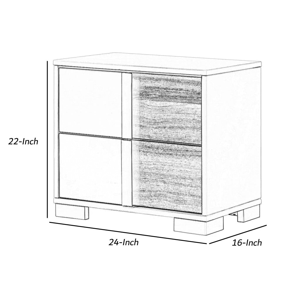 Eine 23 Inch 2 Drawer Two Tone Nightstand Wood Accents White Brown By Casagear Home BM302185