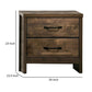 Dyna 24 Inch Wood Nightstand 2 Drawers Bar Handles Rich Textured Brown By Casagear Home BM302186